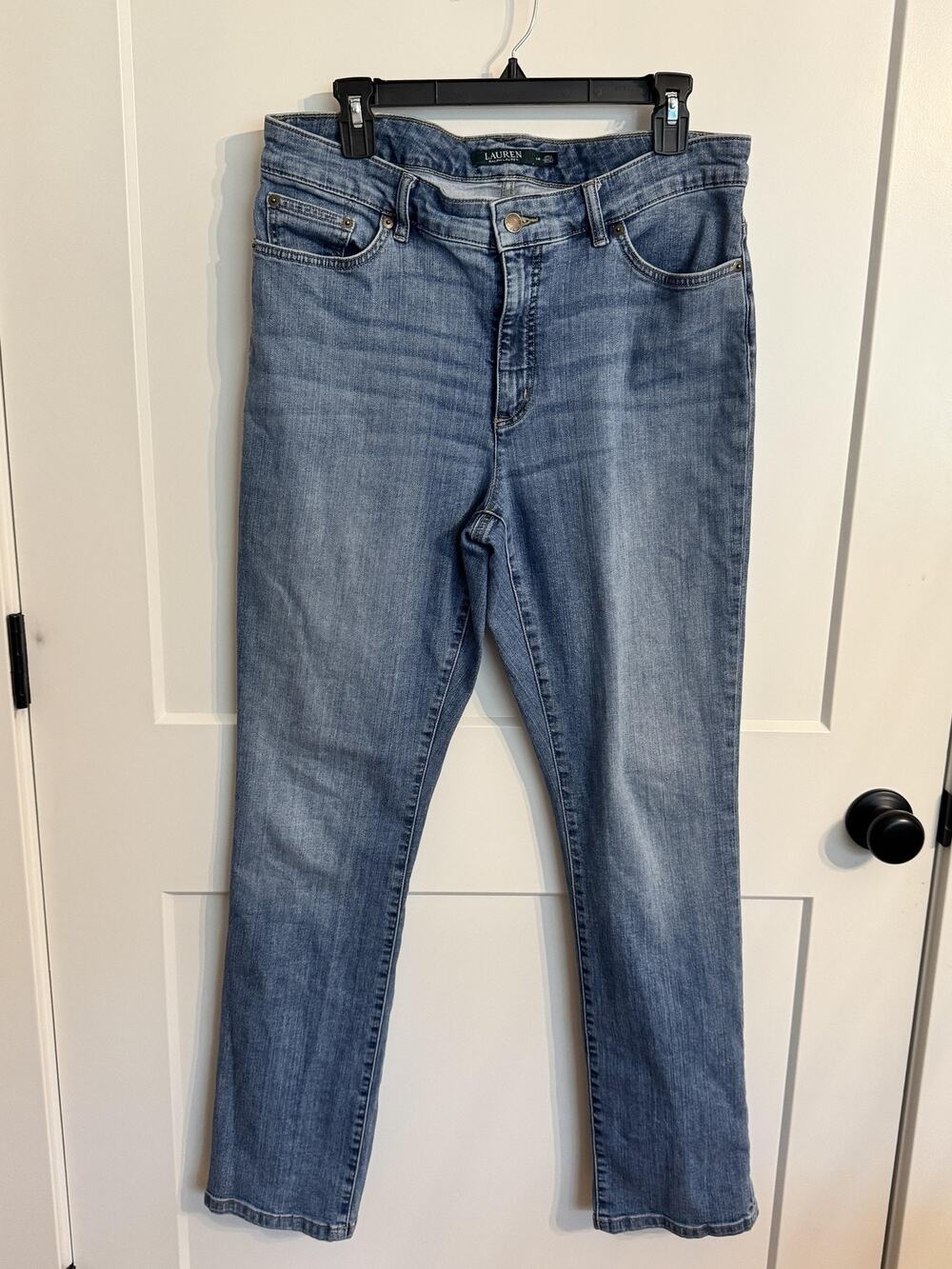 Lauren Ralph Lauren Jeans Sz 14 Blue Straight Medium Wash Stretch Denim Preppy